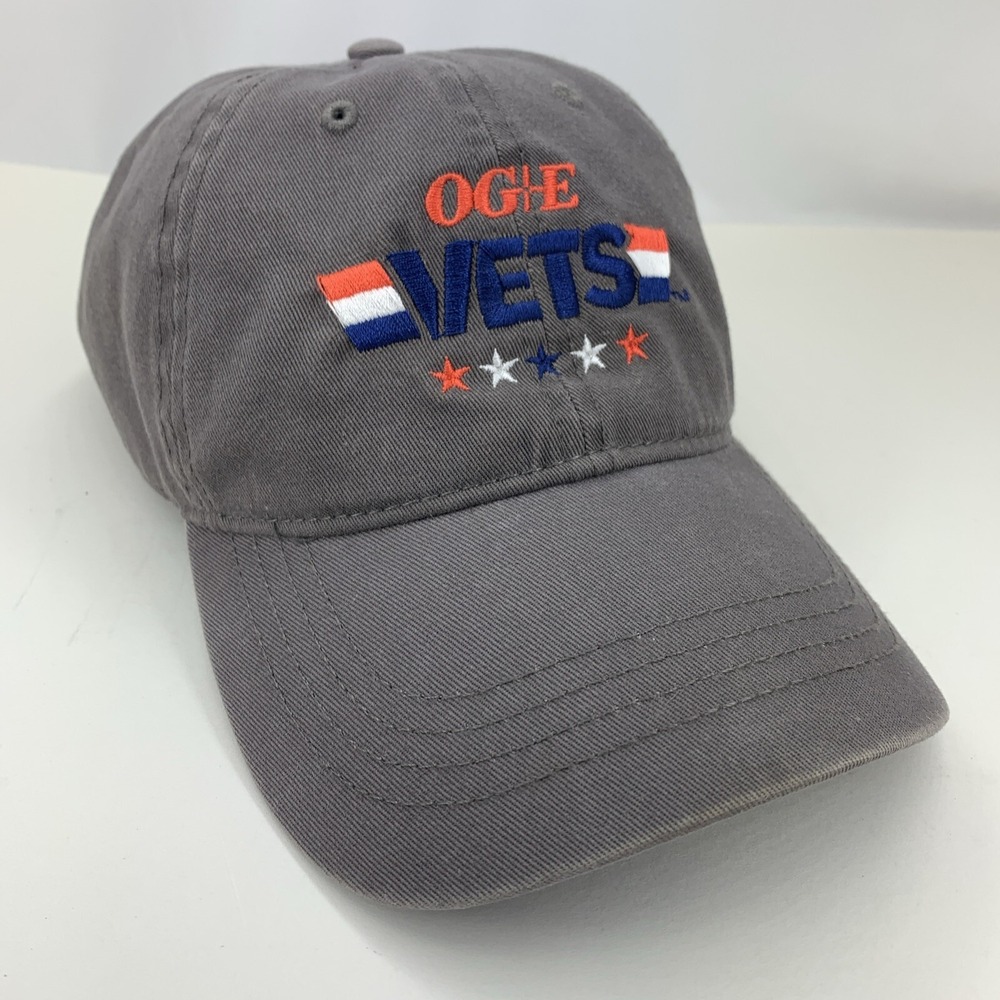 OG&E Vets Hat Gray Adjustable Strapback OSFM Adult Cap America Red White Blue